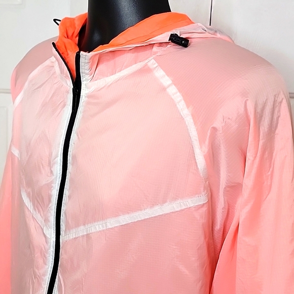 Bleecker & Mercer Full Zip Windbreaker Jacket Size Large Orange and White - Picture 3 of 7